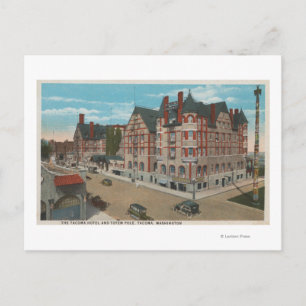 Rainier, WA - Aussicht auf das Tacoma Hotel & Postkarte
