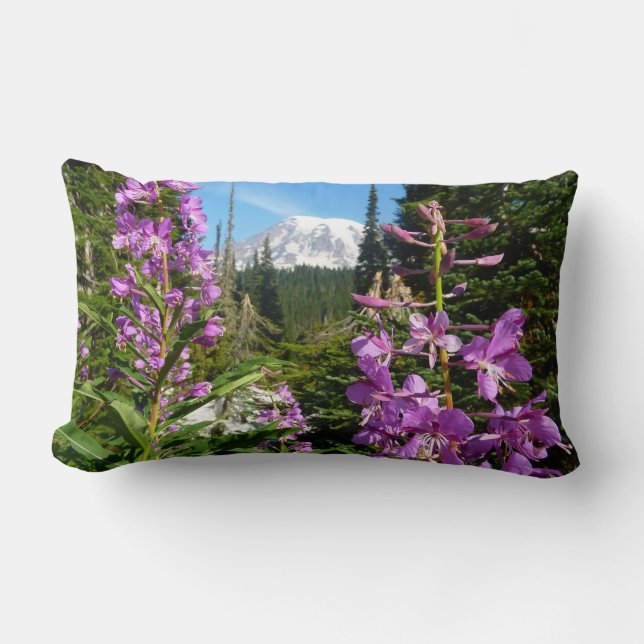 Rainier zwischen Lila Phlox-Blume Lendenkissen (Vorderseite)