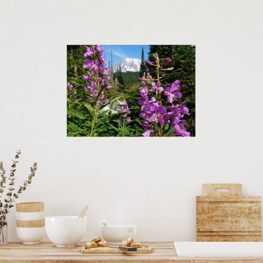 Rainier zwischen Lila Phlox-Blume Poster (Küche)