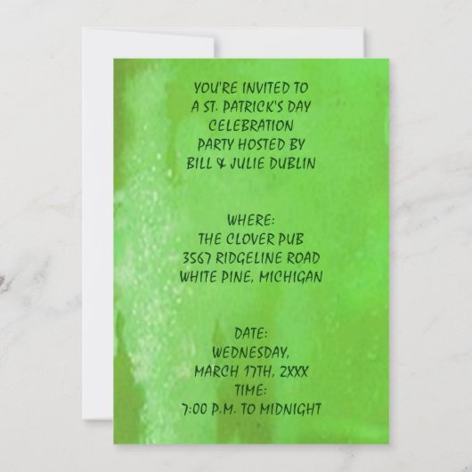 Raining Green Bier auf Leprechaun Fun Einladungen (Rückseite)