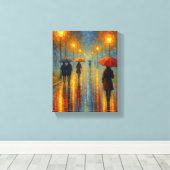 Rainy Abend Street Lights - Romantische Stadt Leinwanddruck (Insitu (Holzboden))