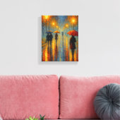 Rainy Abend Street Lights - Romantische Stadt Leinwanddruck (Insitu (Wohnzimmer))