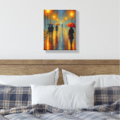Rainy Abend Street Lights - Romantische Stadt Leinwanddruck (Insitu (Schlafzimmer))