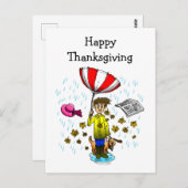 Rainy and Windy Happy Thanksgiving Postkarte (Vorne/Hinten)