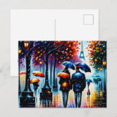 Rainy Autumn Day in Paris Postkarte (Vorne/Hinten)