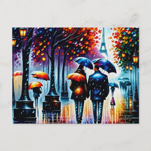 Rainy Autumn Day in Paris Postkarte (Vorderseite)
