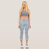 Rainy Blue Star Speckled Gingham Capri Leggings (Vorderseite)