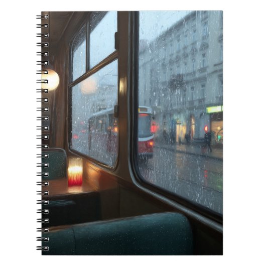 Rainy Café Window Tram Ride Notebook Notizblock (Vorderseite)