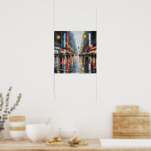 Rainy City Street Watercolor Poster (Küche)