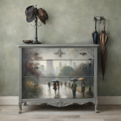 Rainy City Walk Central Park Decoupage Seidenpapier