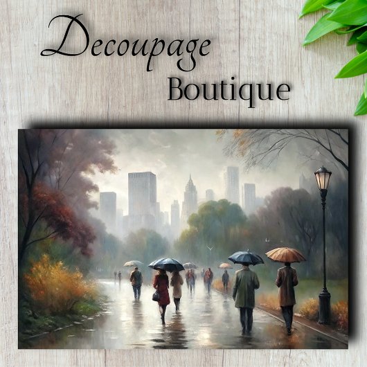Rainy City Walk Central Park Decoupage Seidenpapier