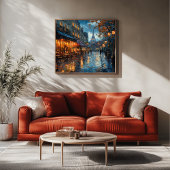 Rainy Cobblestone Street in Paris Leinwanddruck