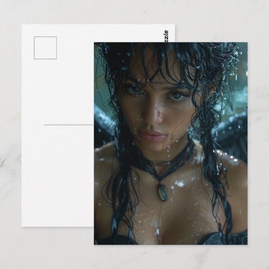 Rainy Dark Angel Fantasy Postkarte (Vorne/Hinten)