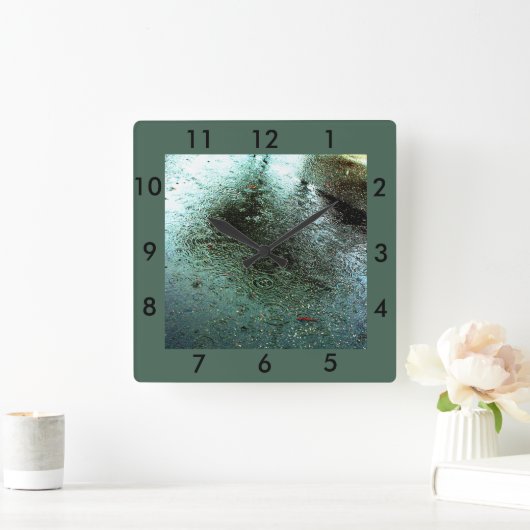 Rainy Day Abstrakt Quadratische Wanduhr (Zuhause)
