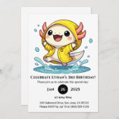 Rainy Day Axolotl Birthday Einladung (Vorne/Hinten)