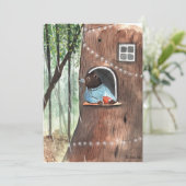 Rainy Day Bear Daydream Tea Time Illustration Einladung (Stehend Vorderseite)