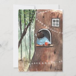 Rainy Day Bear Daydream Tea Time Illustration Einladung
