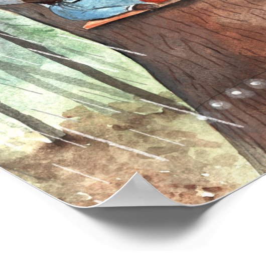 Rainy Day Bear Daydream Tea Time Illustration Poster (Ecke)