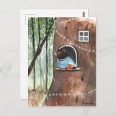 Rainy Day Bear Daydream Tea Time Illustration Postkarte (Vorne/Hinten)