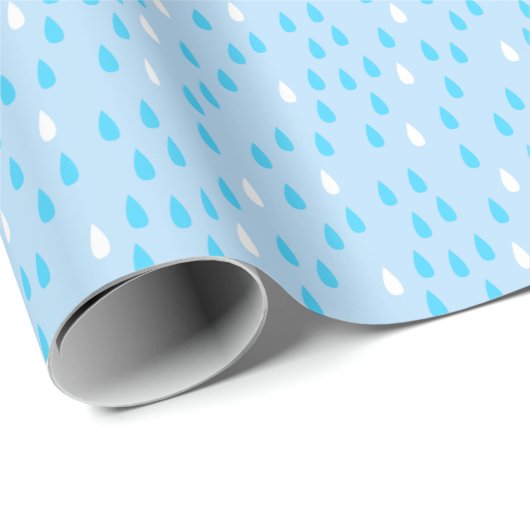 Rainy Day Blues Raindrops Rain Geschenkpapier (Rolleneckpunkt)