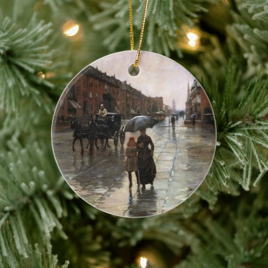 Rainy Day, Boston, Frederick Childe Hassam Keramik Ornament (Baum)