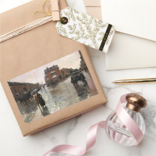 Rainy Day, Boston, Frederick Childe Hassam Rechteckiger Aufkleber