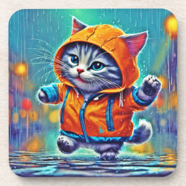 Rainy Day Cat Dance Getränkeuntersetzer