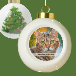 Rainy Day Cat Photo  Keramik Kugel-Ornament
