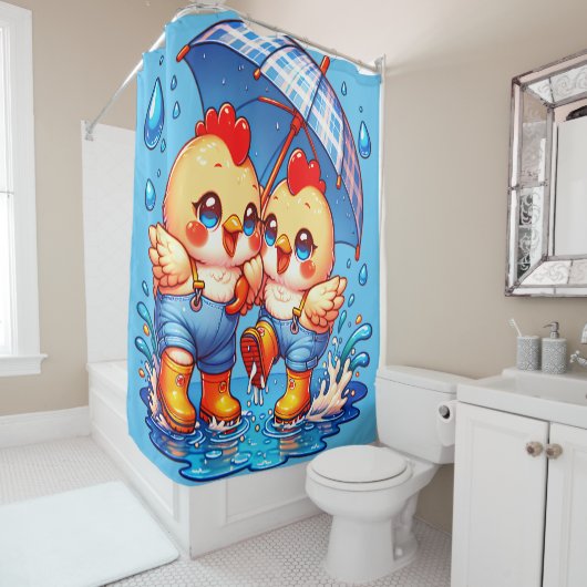 "Rainy Day Chickens" Duschvorhang (Beispiel)