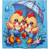 "Rainy Day Chickens" Duschvorhang (Vorderseite)