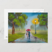 RAINY DAY COUPLE UMBRELLA-MALETTE POSTKARTE (Vorne/Hinten)