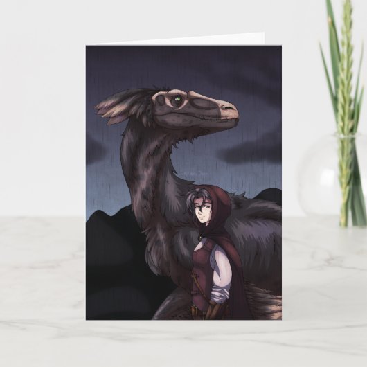 Rainy Day Dinosaur Karte (Vorderseite)