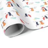 Rainy Day Friends: Cat Dog Vintag Geschenkpapier (Rolleneckpunkt)