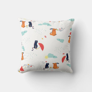 Rainy Day Friends: Cat Dog Vintag Kissen
