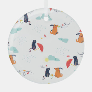 Rainy Day Friends: Cat Dog Vintag Ornament Aus Glas