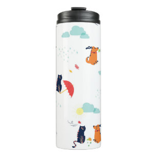 Rainy Day Friends: Cat Dog Vintag Thermosbecher