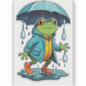 Rainy Day Frosch im Niedlichen Regenmantel Aufkleber (Vorderseite)