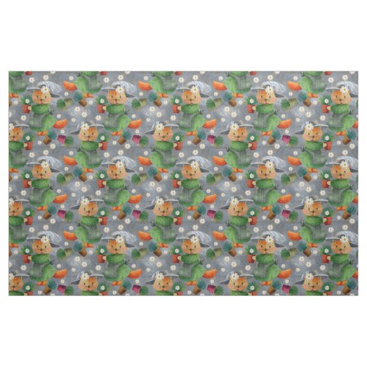 Rainy Day Ginger Cat Daisies Pattern Stoff (Fat Quarter (45,7 x 55,9 cm))