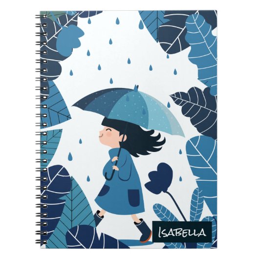 Rainy Day Girl Spiral Foto Notebook Notizblock (Vorderseite)