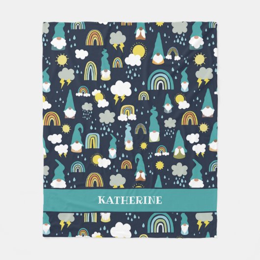 Rainy Day Gnomes Rainbow Kids Fleecedecke (Vorderseite)