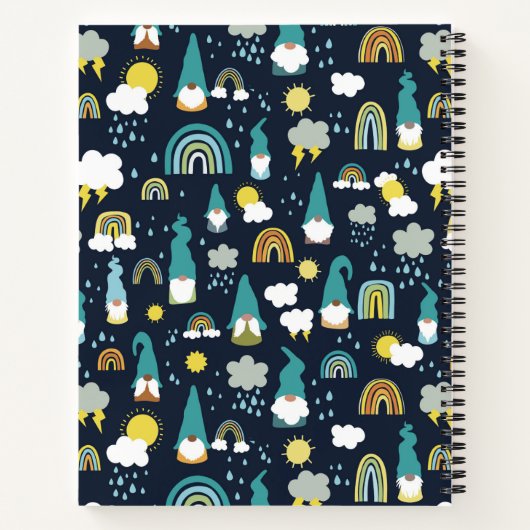 Rainy Day Gnomes Rainbow Kids Notizblock (Rückseite)