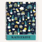 Rainy Day Gnomes Rainbow Kids Notizblock (Vorderseite)