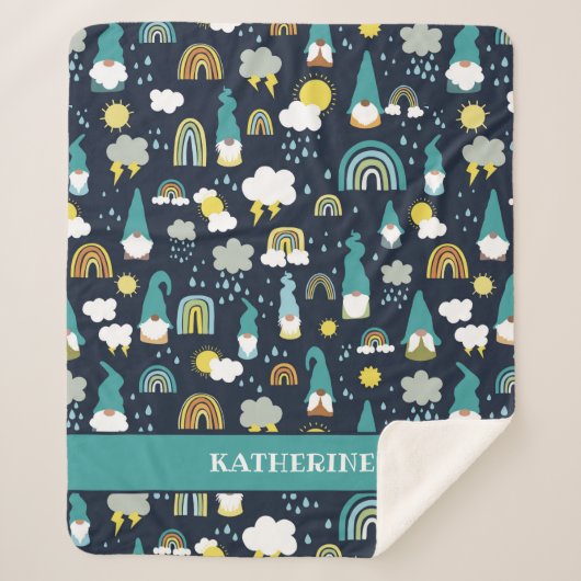 Rainy Day Gnomes Rainbow Kids Sherpadecke (Vorderseite)