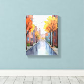 Rainy Day in Boston | Aquarell MA-Malerei Leinwanddruck (Insitu (Holzboden))