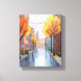 Rainy Day in Boston | Aquarell MA-Malerei Leinwanddruck