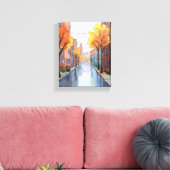 Rainy Day in Boston | Aquarell MA-Malerei Leinwanddruck (Insitu (Wohnzimmer))