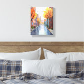 Rainy Day in Boston | Aquarell MA-Malerei Leinwanddruck (Insitu (Schlafzimmer))