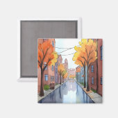 Rainy Day in Boston | Wasserfarbe MA Reisen Magnet (Vorderseite/Rückseite)