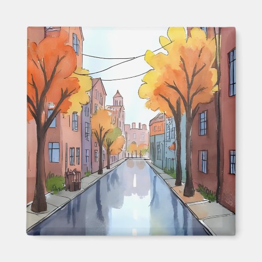 Rainy Day in Boston | Wasserfarbe MA Reisen Magnet (Vorne)