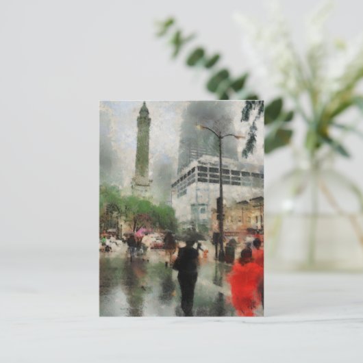 Rainy Day in Chicago Postkarte (Stehend Vorderseite)